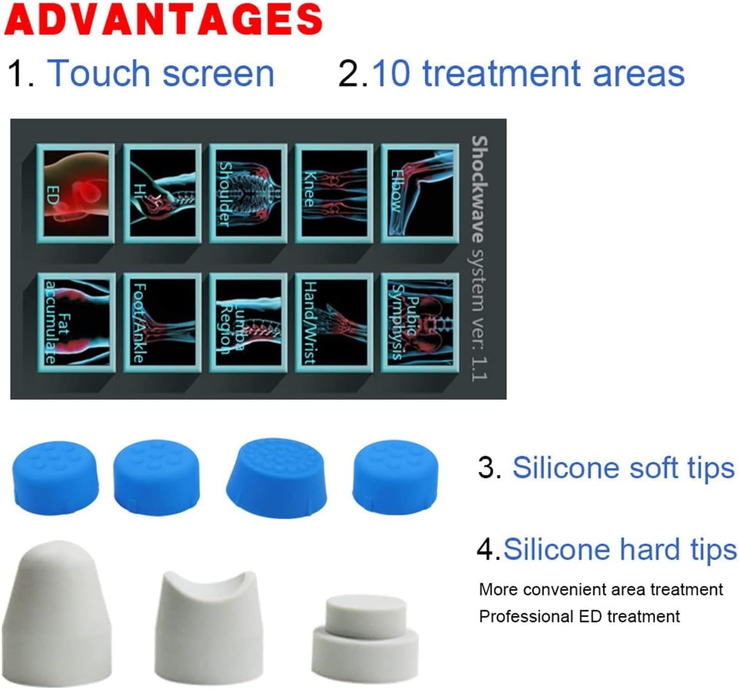 Máquina profesional de terapia de onda de choque ED masajeador de alivio del dolor muscular, para terapia de alivio del dolor, masaje de modelado
