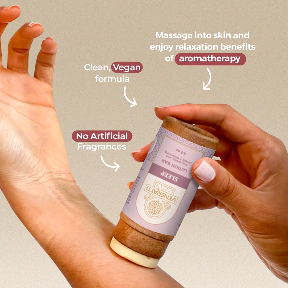VENERATTI Lotion Bar – Aroma para dormir, vegano, fabricado en los Estados Unidos, productos respetuosos con el medio ambiente, absorción rápida, no