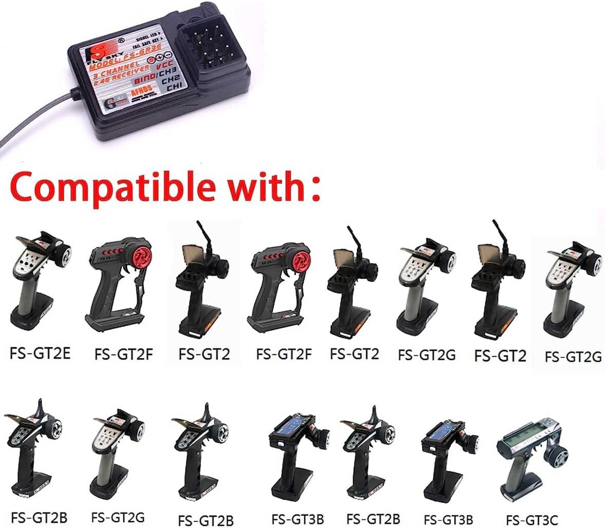 Flysky FS-GR3E – Receptor para FS-GT2 FS-GT2B FS-GT3B FS-GT3C Transmisor de radio para coche Rc  barco RC – Paquete de 1