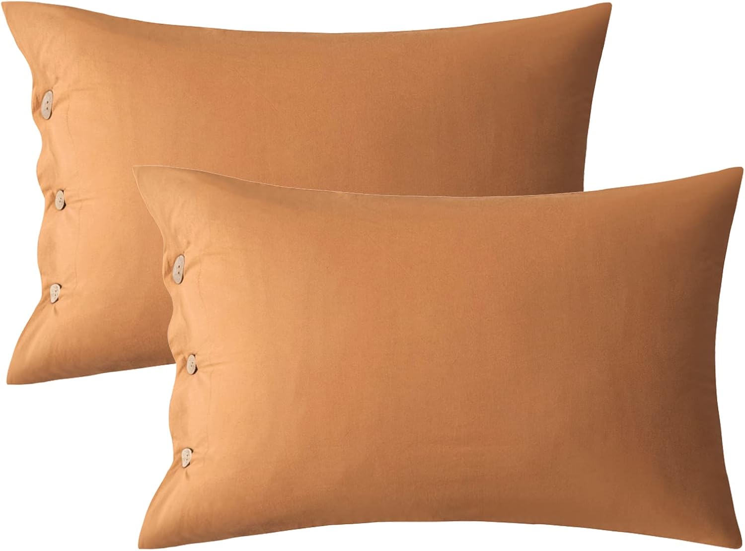 JELLYMONI Juego de 2 fundas de almohada de algodón estándar (20 x 26 pulgadas), con cierre de botón, 100% algodón lavado, suave, transpirable, color