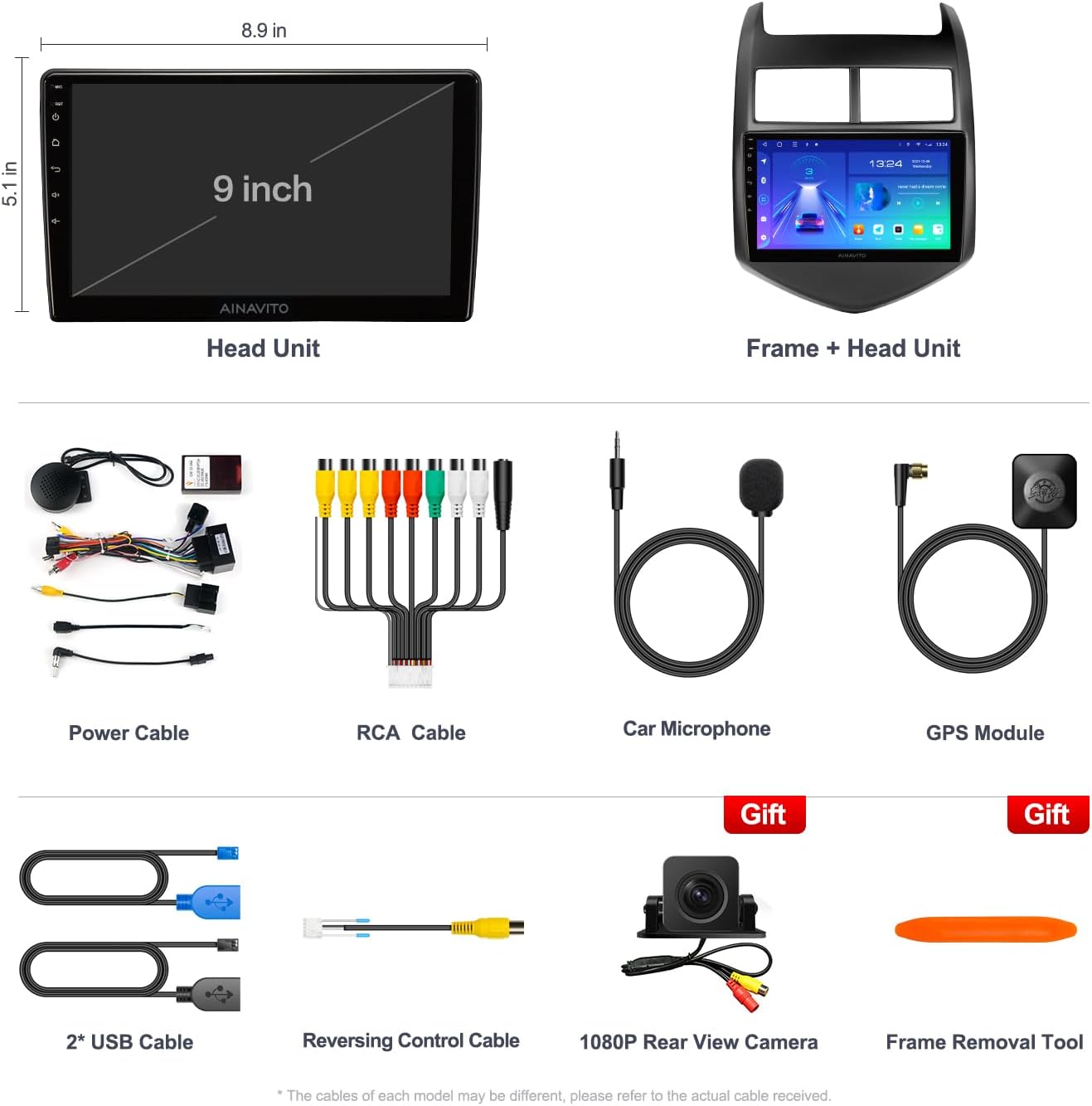 9 pulgadas 5G WiFi 8 Core 48EQ Airplay Android 12 Radio estéreo del coche para Chevy Aveo Sonic 2011 2012 2013 2014 2015 Carplay Android Auto