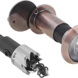 Mirilla de visualización de puerta, aleación de zinc de 200 grados con broca de 0.63 pulgadas para puertas de 1-12 a 2-38 pulgadas (cobre antiguo Mirilla de visualización de puerta, aleación de zinc de 200 grados con broca de 0.63 pulgadas para puertas de 1-12 a 2-38 pulgadas (cobre antiguo