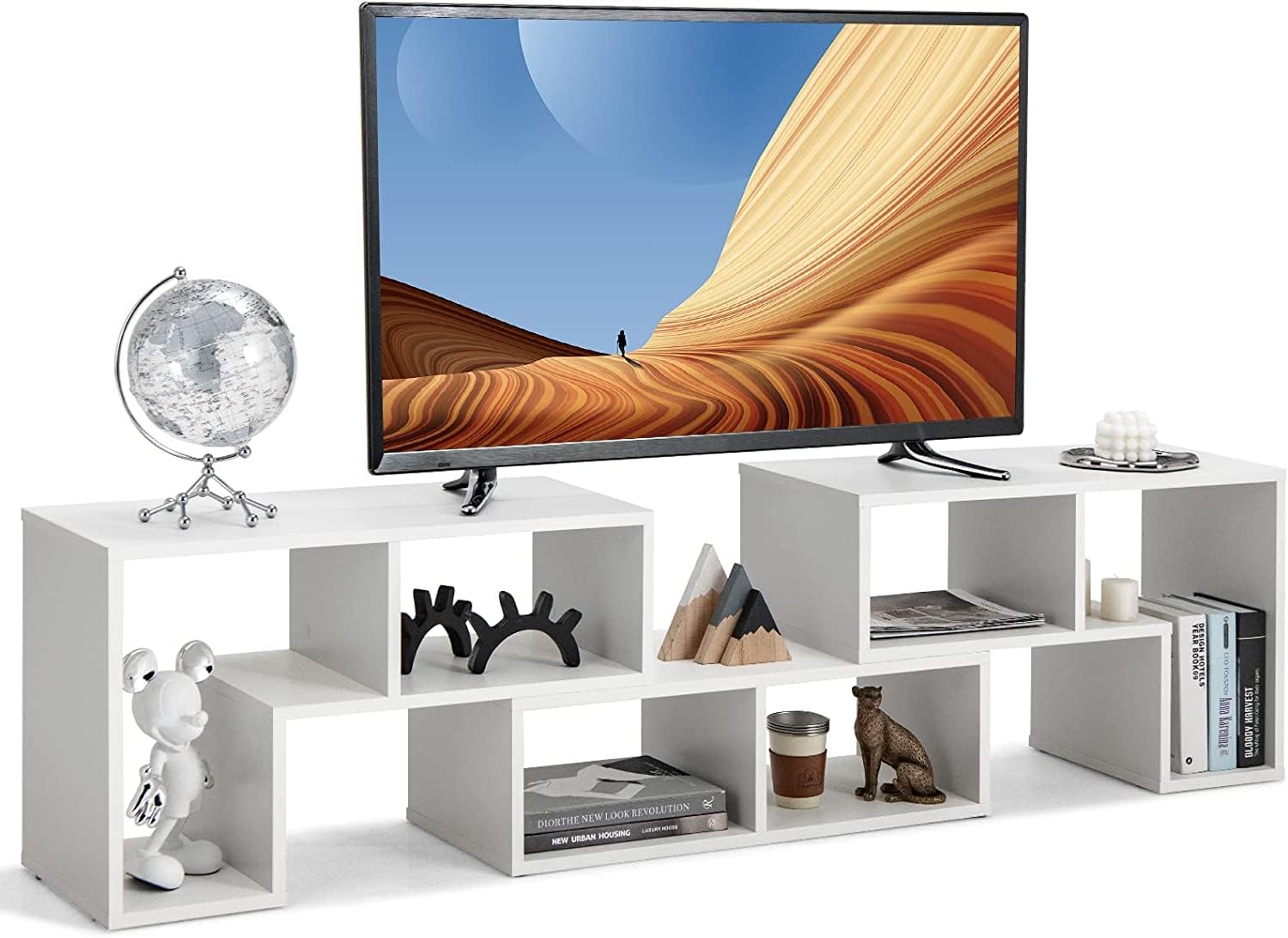 Muebles multimedia modernos, estante abierto para almacenamiento y exhibición, adecuado para sala de estar, dormitorio, consola de 3 piezas, soporte