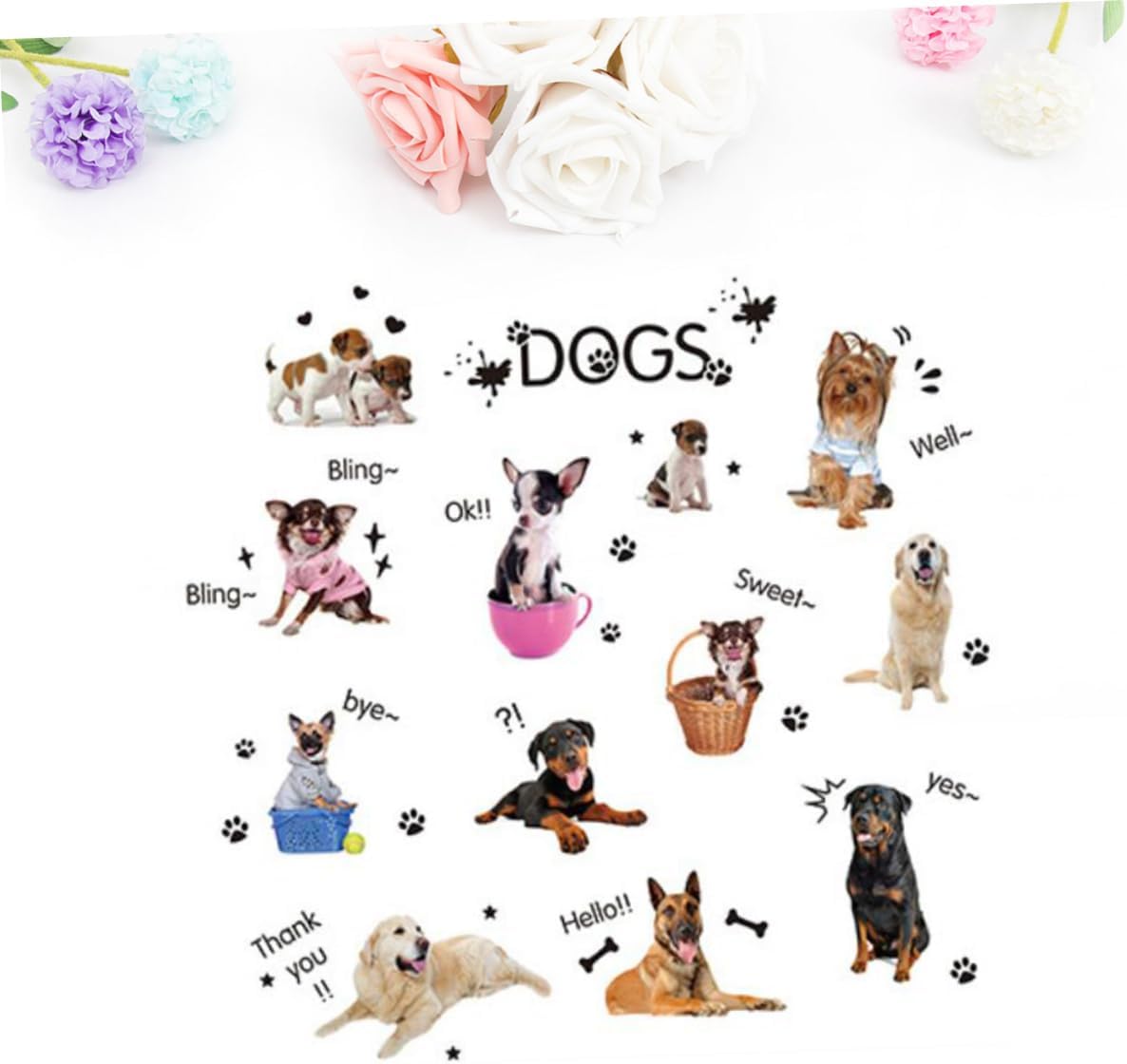 Toyvian 2 calcomanías de pared de animales para niños, calcomanías de pared extraíbles para mascotas, calcomanías de animales DIY, calcomanías de