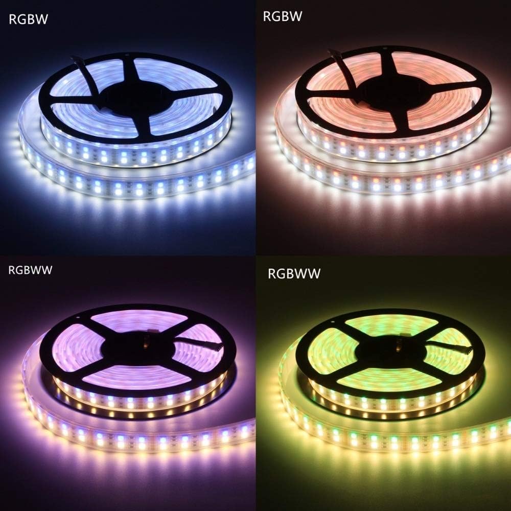 Accesorios de decoración LED, tira de luces LED RGB impermeable 5050 120 LEDSM DC12V RGBWW RGBW Cinta de neón flexible de doble fila de iluminación