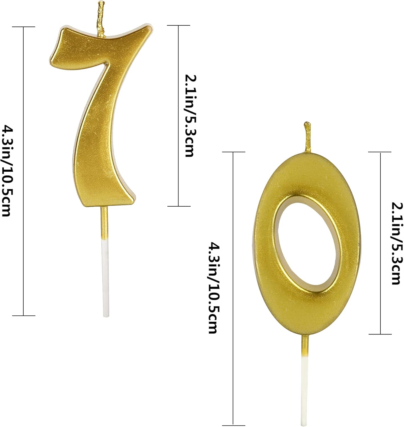 Velas doradas de 70 cumpleaños para pasteles, velas con purpurina número 70 para fiestas, aniversarios, decoración de pasteles para mujeres u hombres