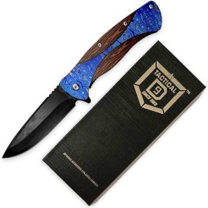 D9 Tactical Cuchillo de bolsillo plegable, cuchillo asistido por resorte con bloqueo de forro y agujero para cordón, mango impreso EDC cuchillo para D9 Tactical Cuchillo de bolsillo plegable, cuchillo asistido por resorte con bloqueo de forro y agujero para cordón, mango impreso EDC cuchillo para