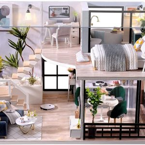 Cutebee – Casa de muñecas en miniatura con muebles, kit de casa de muñecas de madera DIY (hazlo tú mismo), a prueba de polvo, con música, se mueve, Cutebee – Casa de muñecas en miniatura con muebles, kit de casa de muñecas de madera DIY (hazlo tú mismo), a prueba de polvo, con música, se mueve,