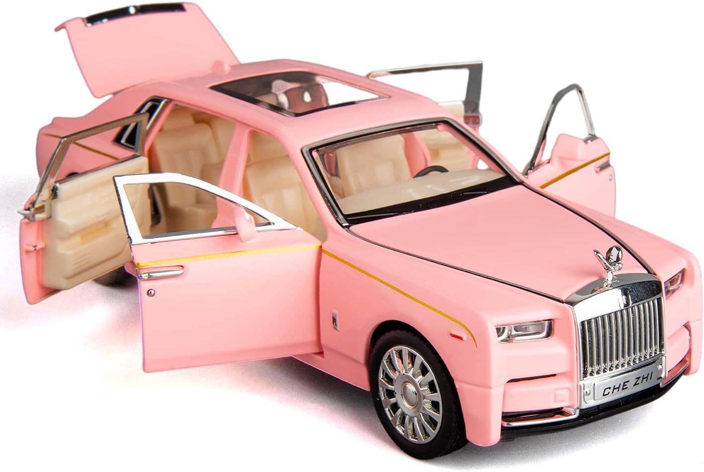 BDTCTK 132 Rolls-Royce Phantom Model Car, auto de juguete de aleación de zinc con sonido y luz para regalo de niños y niñas (rosa)