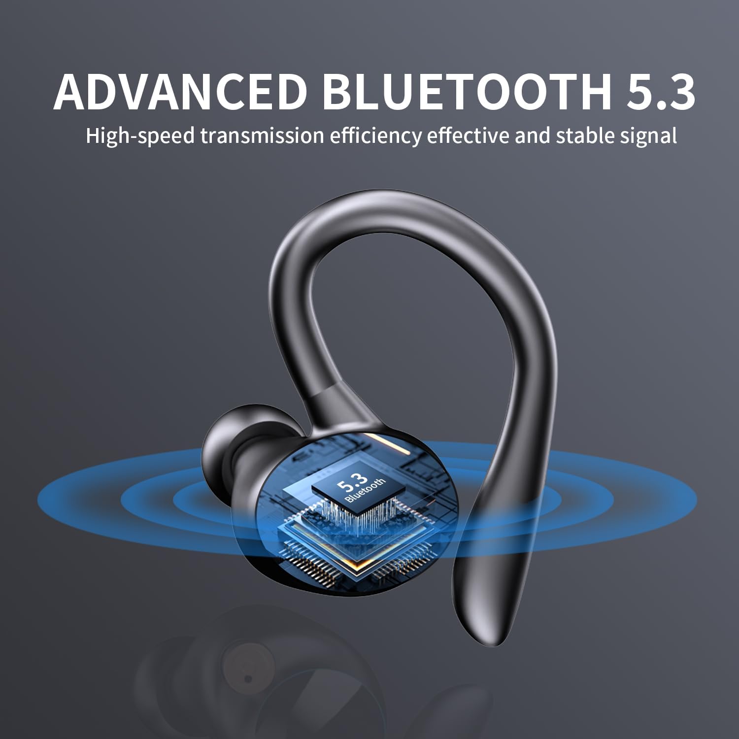 Auriculares inalámbricos Bluetooth 5.3 deportivos Bluetooth 5.3 con 120 horas de reproducción, pantalla de batería LED dual con gancho para la oreja