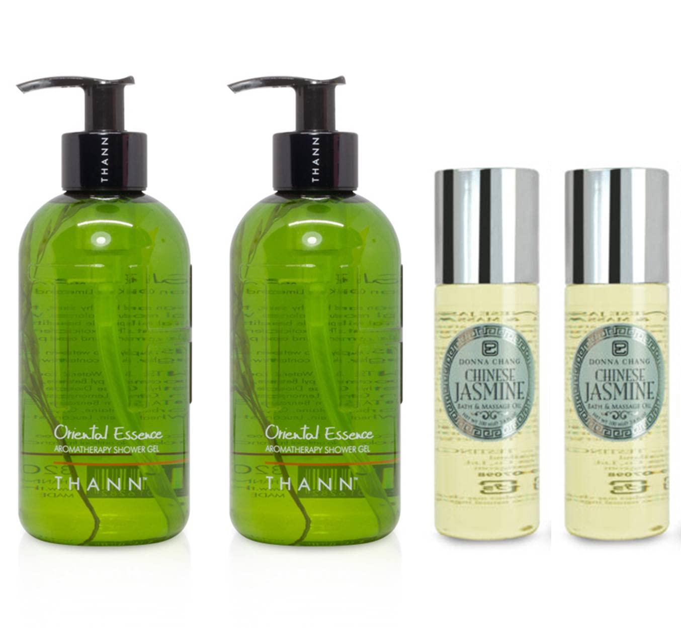 THANN Oriental Essence Gel de ducha y DONNA CHANG Juego de aceites de masaje de jazmín.