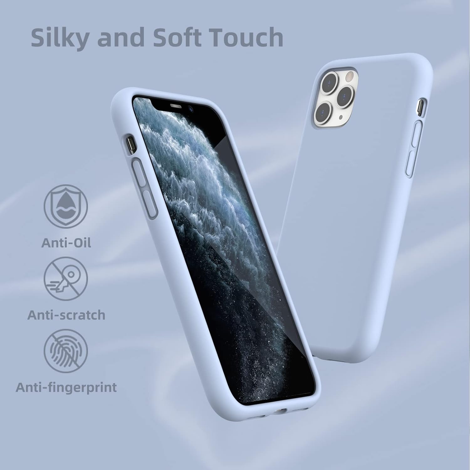 K TOMOTO Funda compatible con iPhone 11 Pro Max, protección contra caídas de silicona líquida de goma de gel de cuerpo completo con microfibra suave