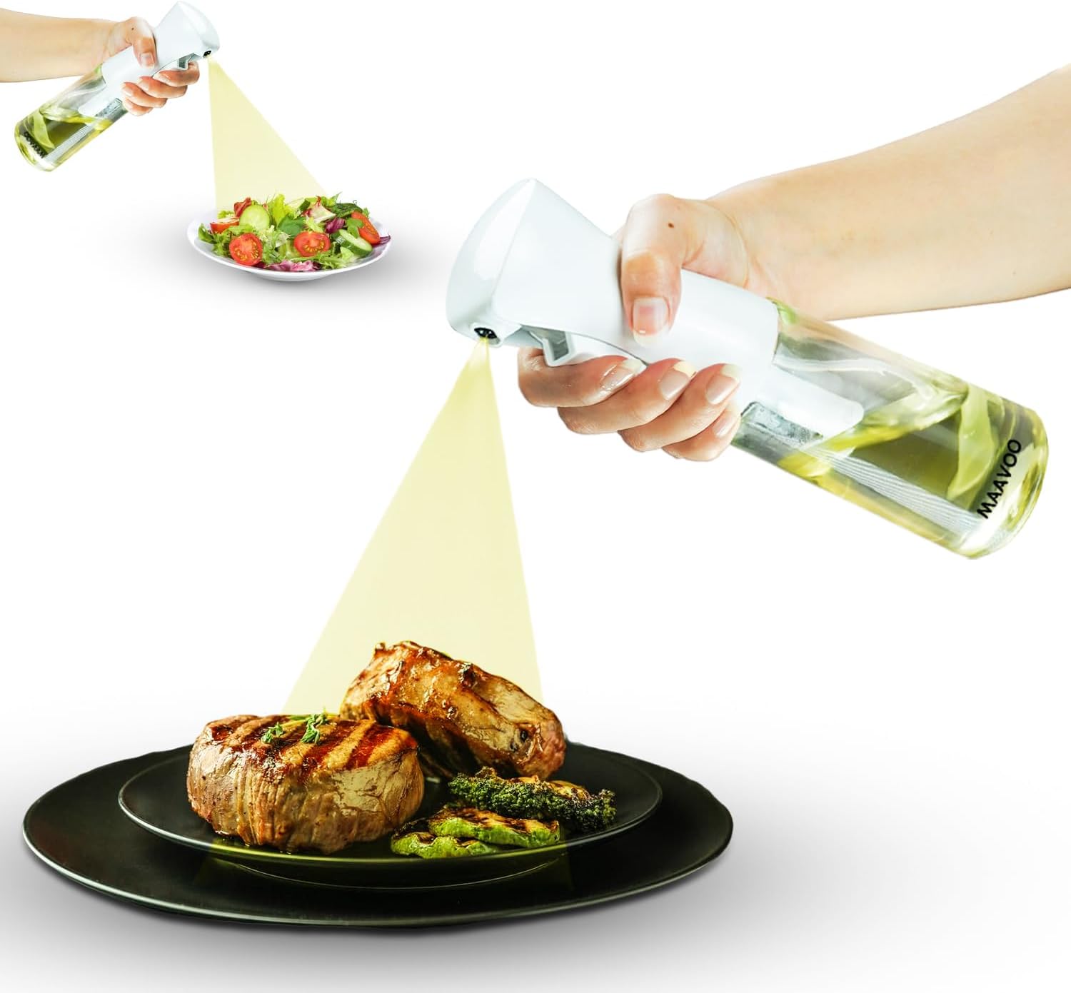 MAAVOO – Pulverizador de aceite de vidrio para cocinar – Botella de aceite de oliva premium de 6.8 fl oz para barbacoa, hornear, asar a la parrilla