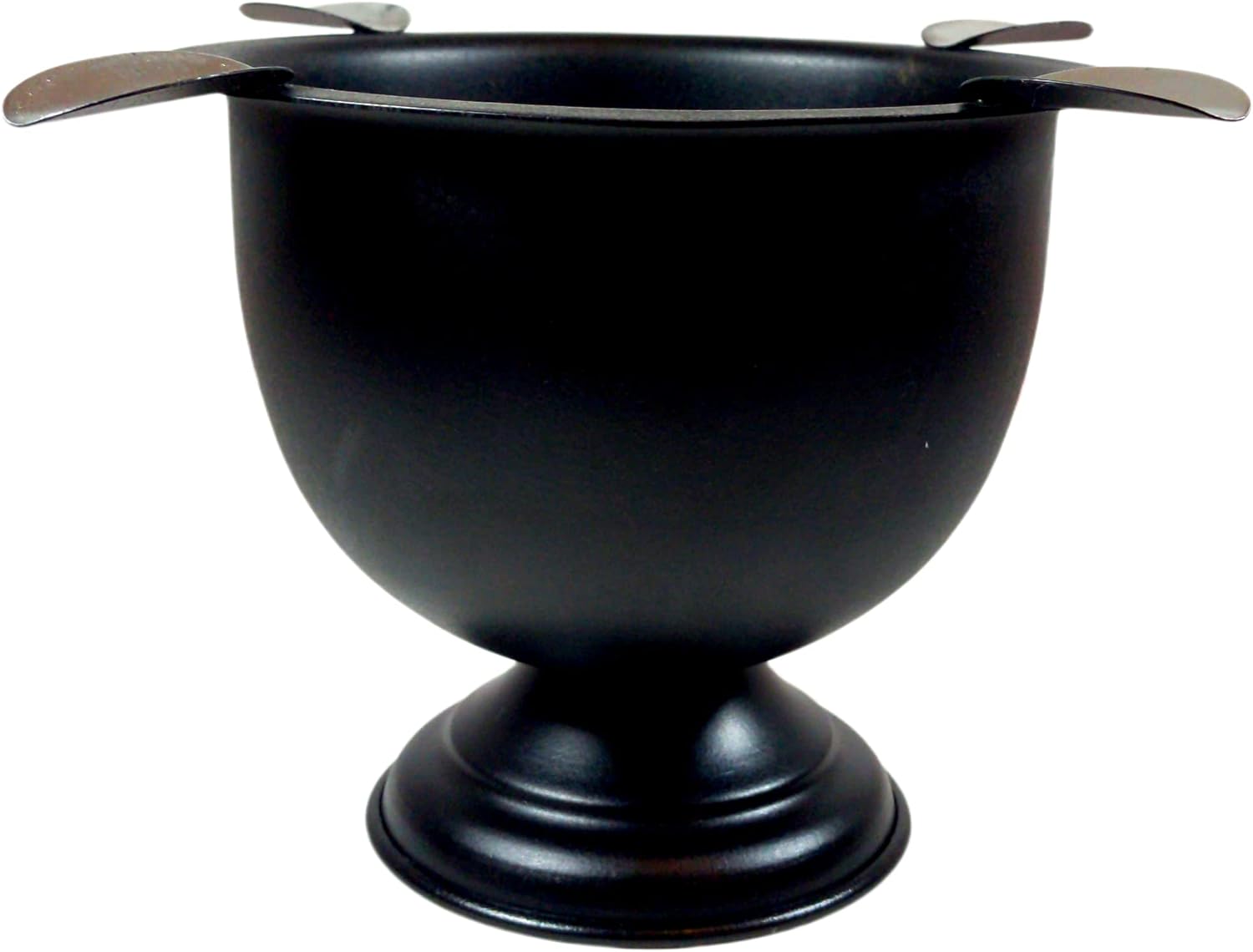 Cenicero de cigarro hecho en hierro metal caja de cuenco profundo alto cenicero resistente al viento prensado con 4 estribos (negro)