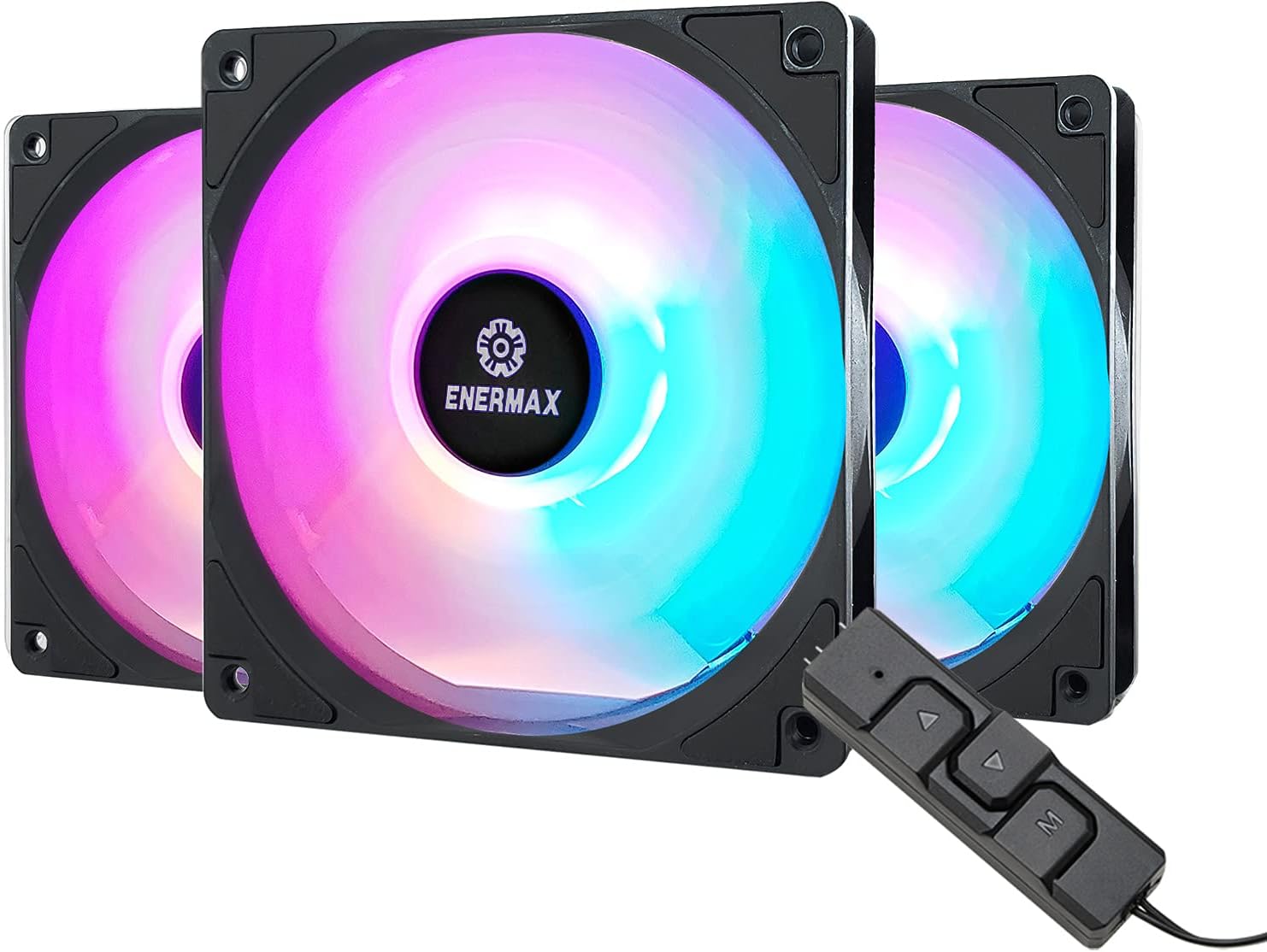 Enermax Ventilador de caja HF120 RGB PWM de 4.724 in, sincronización RGB direccionable a través de placa basecaja de control, paquete de 3