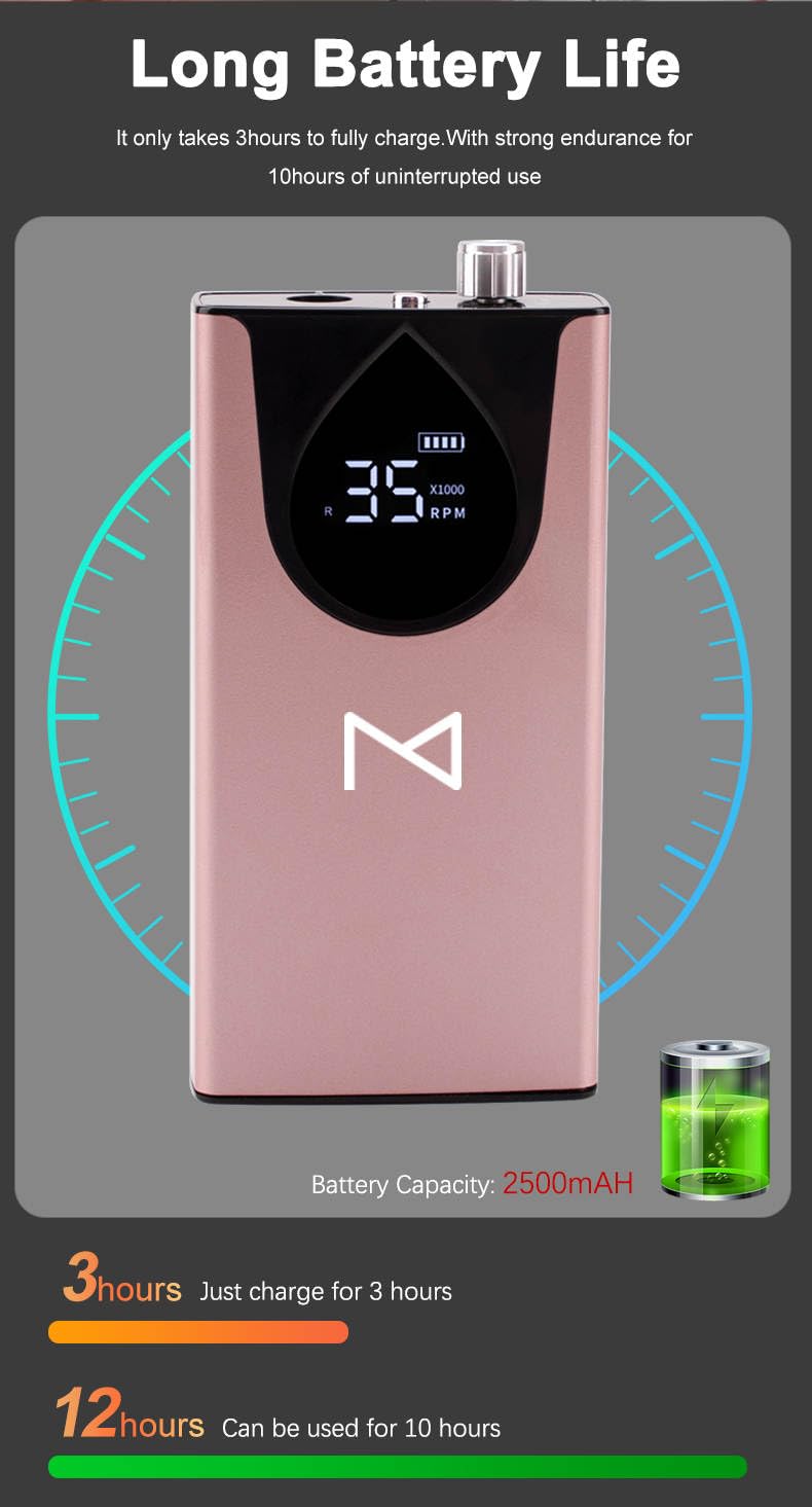 M Max – Taladro de uñas profesional – Lima de uñas con motor sin escobillas 2 en 1 – Carcasa eléctrica, inalámbrica, de aleación de aluminio, 35000