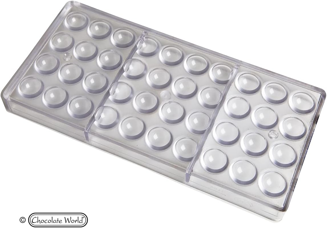 Molde de caramelo de policarbonato transparente 1495 con 40 cavidades de hemisferio de 0.787in de diámetro x 0.394in de alto