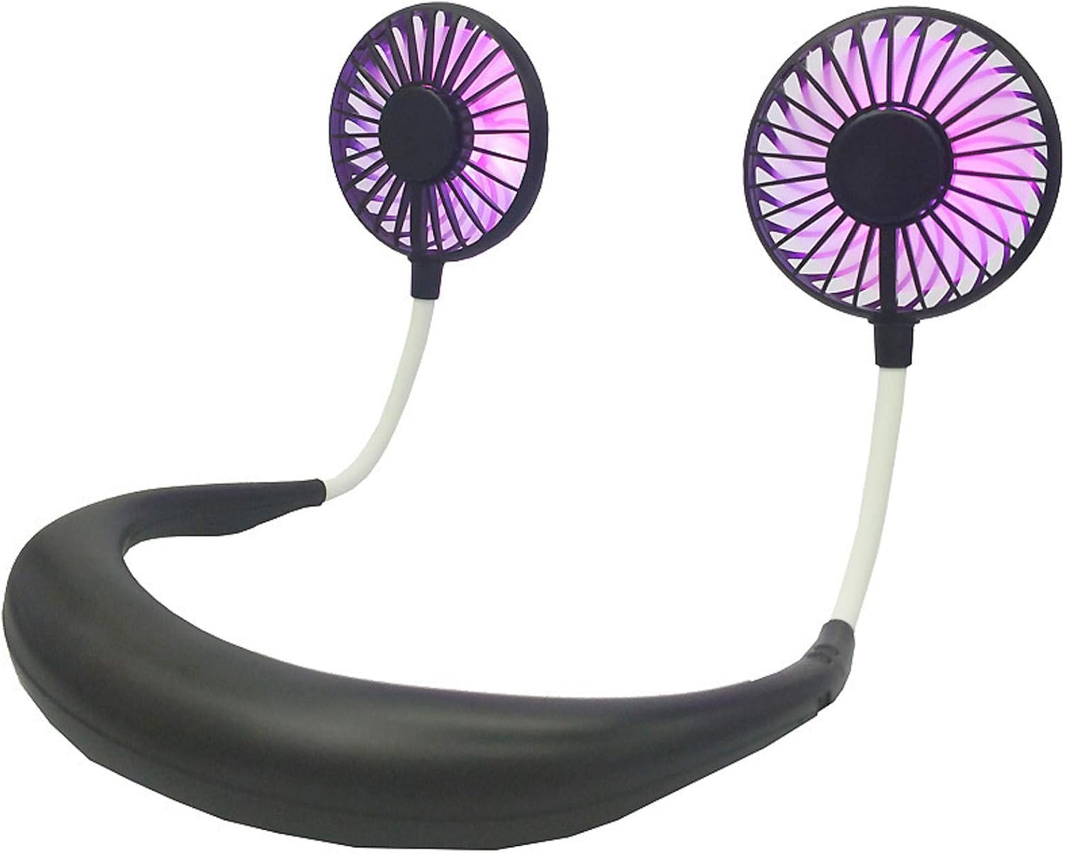 Ventilador de cuello deportivo USB, portátil recargable por USB, ventilador personal manos libres, ventilador de refrigeración portátil con doble
