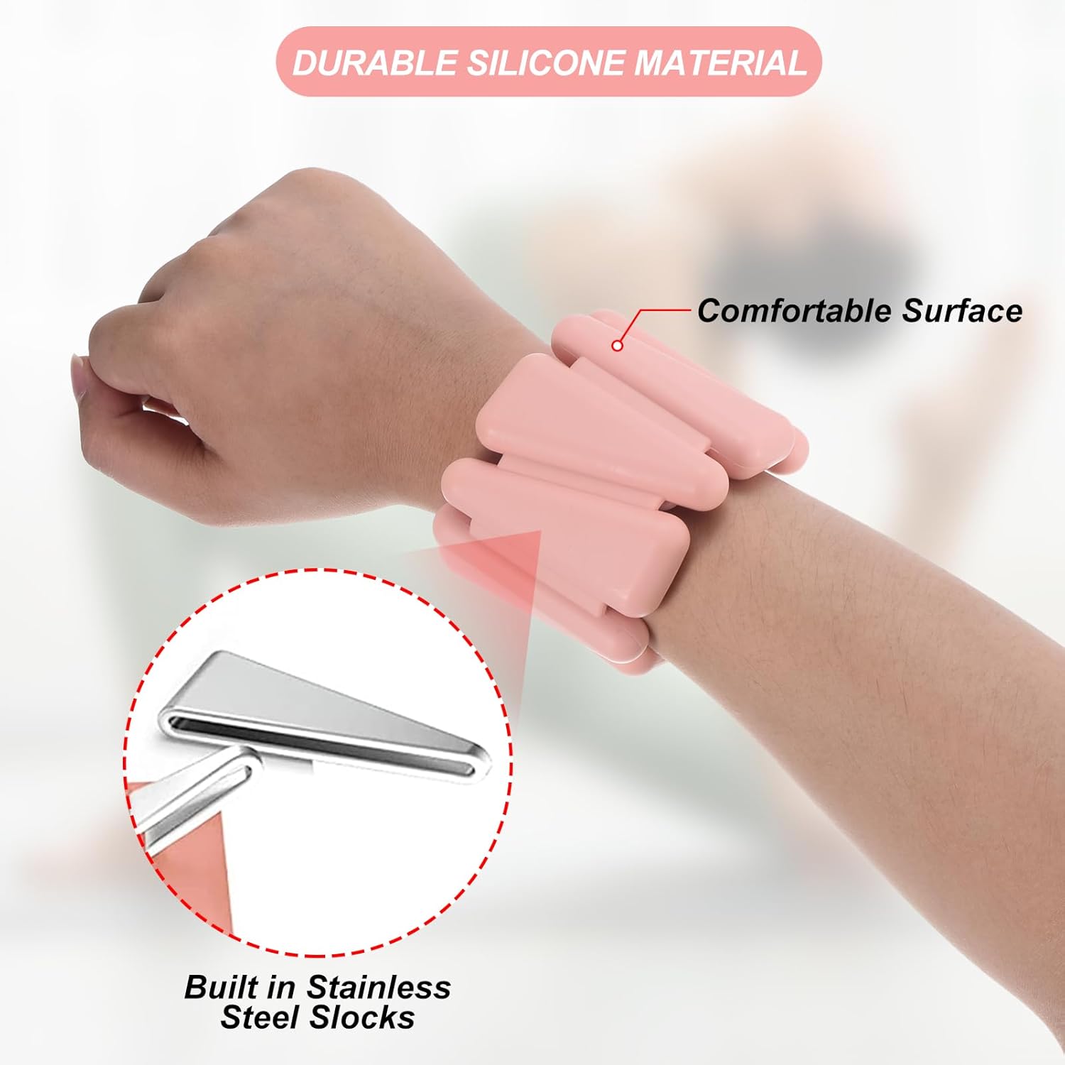 PATIKIL Pesas de muñeca ajustables, 2 libras en total (1 libra cada una), pulseras de silicona para tobillo para mujeres y hombres para
