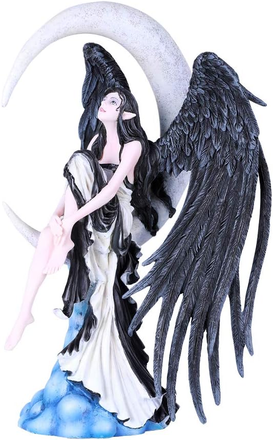 Pacific Giftware Moon Stargazer – Figura de resina pintada a mano con alas negras