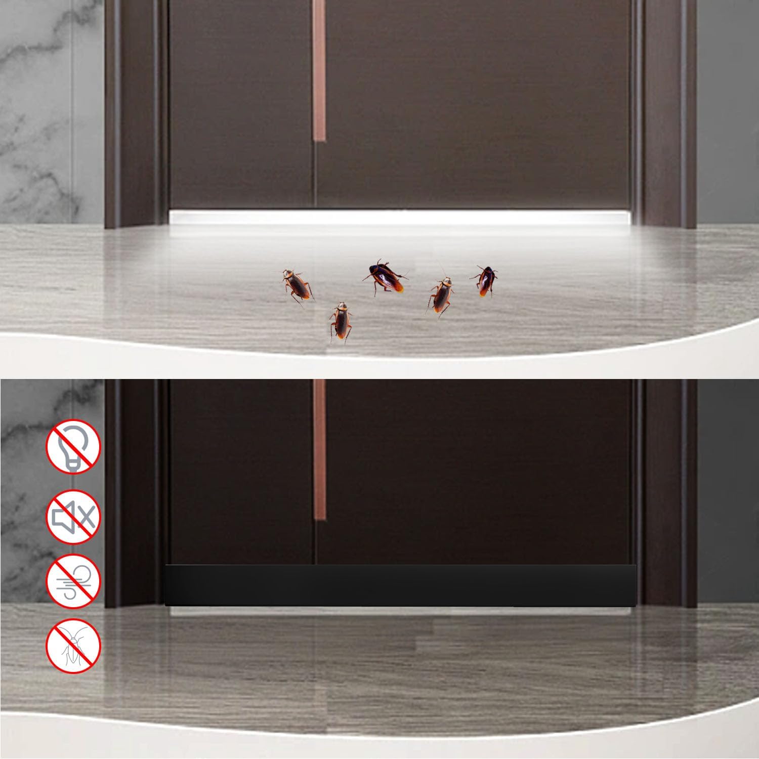 Tope de puerta para puerta, burlete cortable, adhesivo fuerte para debajo de la puerta, para puertas exteriores e interiores, 36 pulgadas de