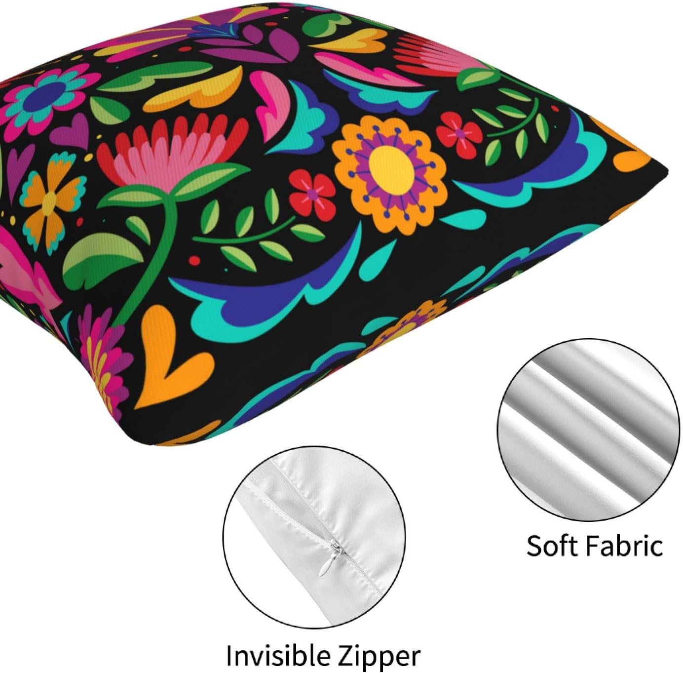 4 fundas de almohada del Día de los Muertos con patrón floral mexicano, fundas de almohada cuadradas Dia De Los Muertos, decoración de fiesta