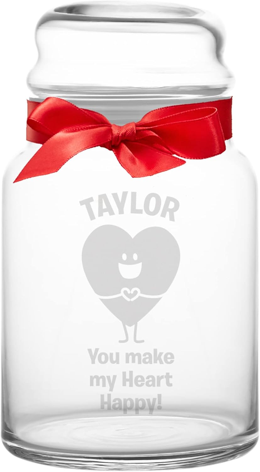 Let’s Make Memories Tarro de cristal personalizado para dulces, amor, para él, para ella, corazón