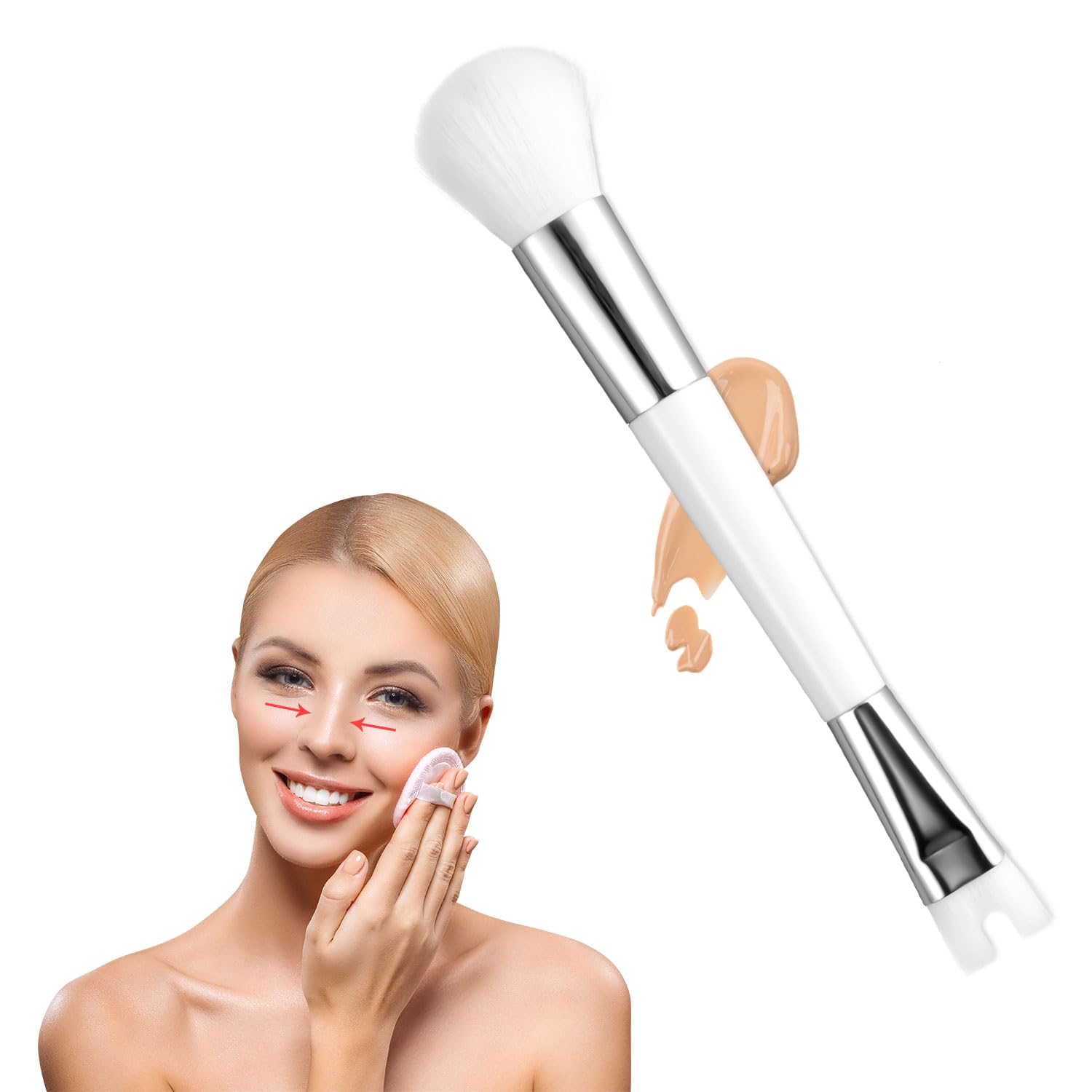 Contorno de nariz, brocha de maquillaje en forma de U, cepillo de contorno de nariz de doble extremo, cepillo Pro Contour Duo para esculpir y