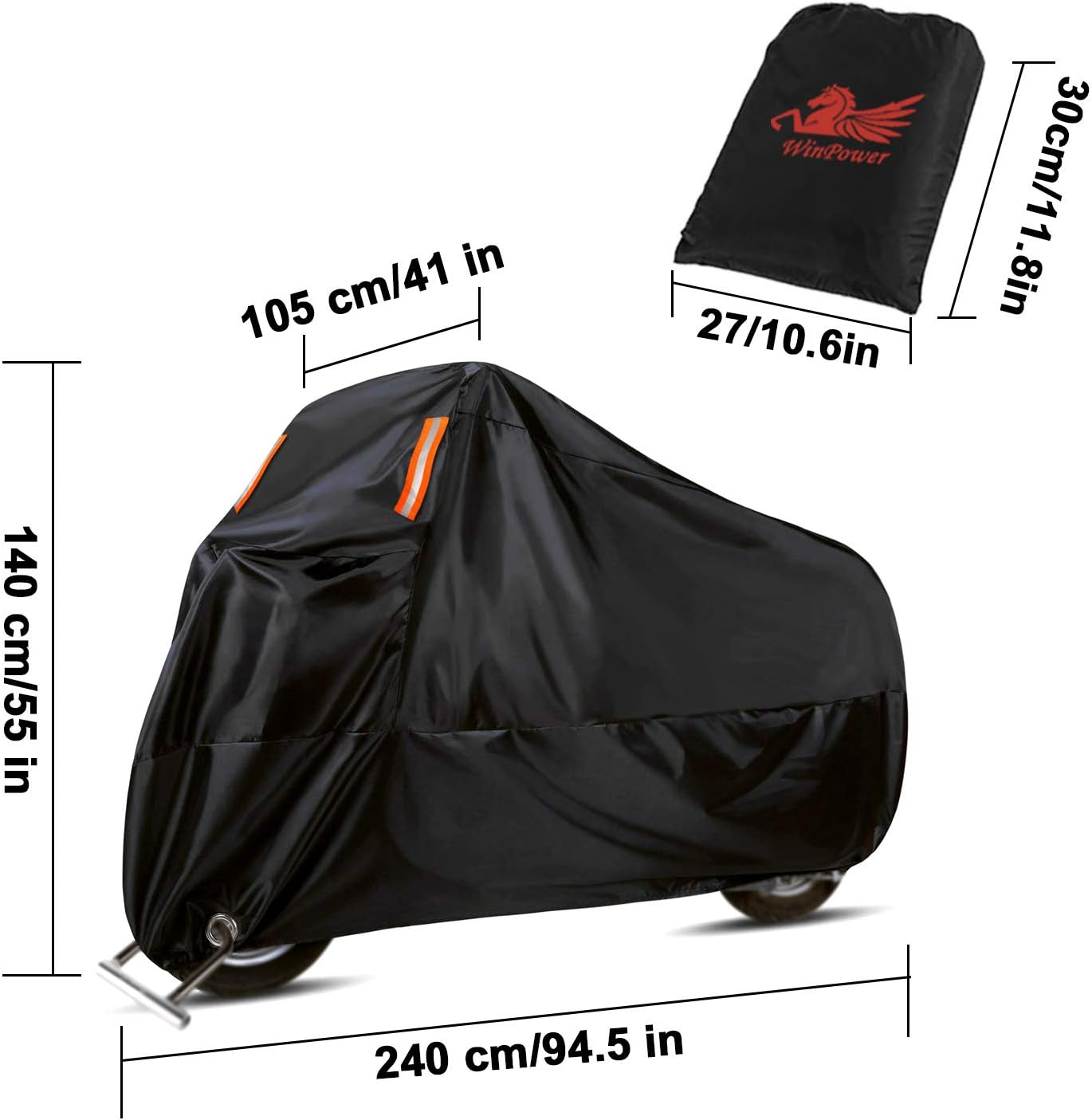 WinPower Funda impermeable para motocicleta para exteriores, cubierta de nieve de invierno compatible con Yamaha, Honda, Suzuki, Kawasaki y todos
