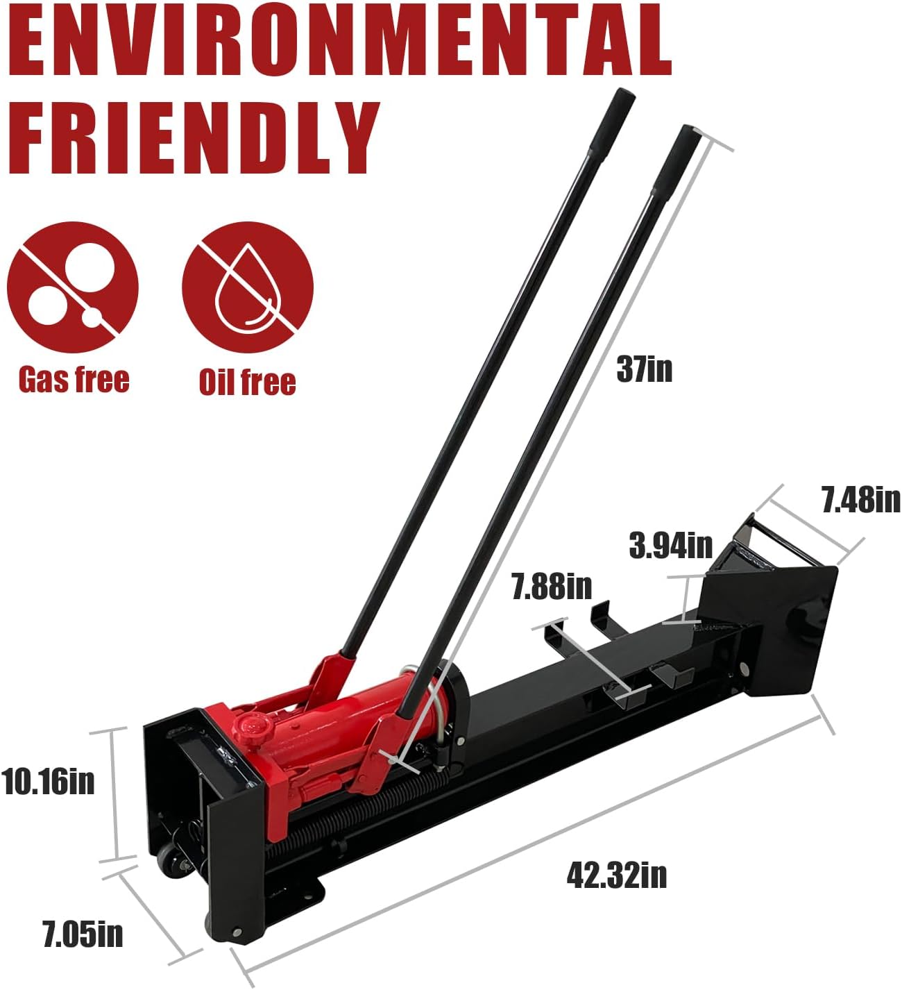 BIG RED ATGS012 Torin Divisor hidráulico de troncos Divisor de madera manual duradero con viga horizontal de acero completo, máquina que ahorra mano