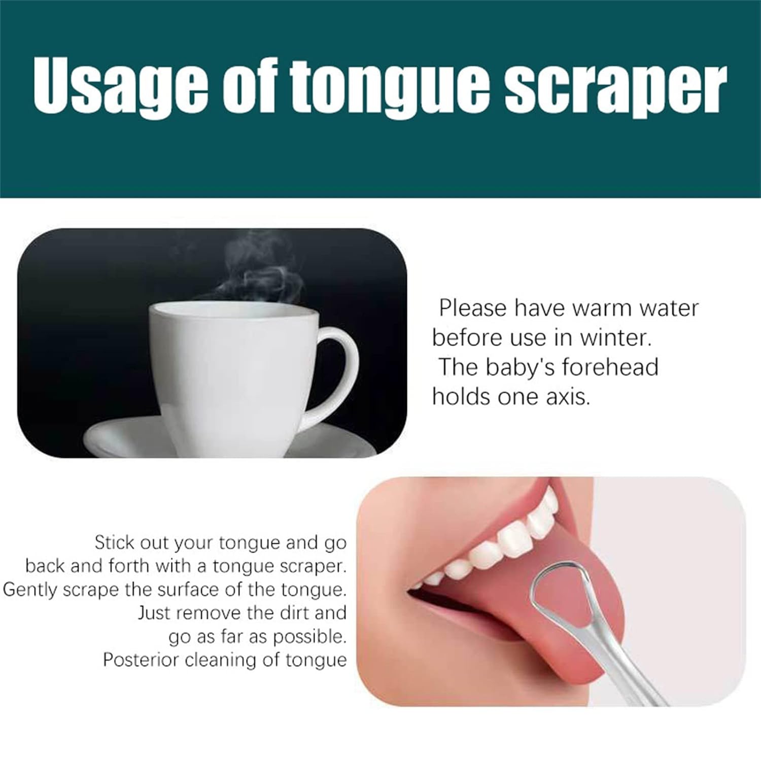 Raspador de lengua para adultos, paquete de 2 unidades, limpiador de lengua para reducir el mal aliento, limpiador de lengua de acero inoxidable,