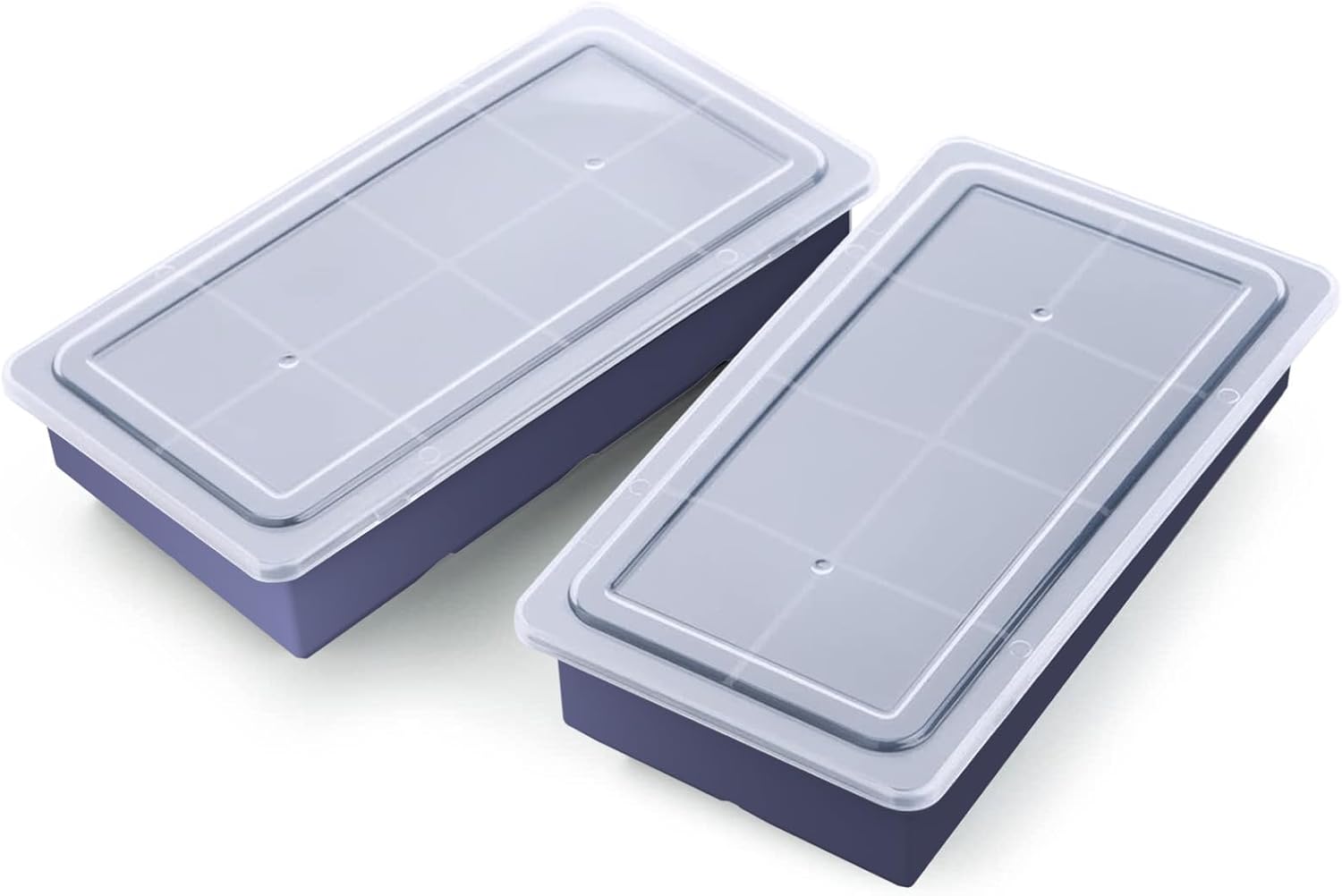 Samuelworld Moldes grandes de silicona para cubitos de hielo, paquete de 2, cubos grandes de 2 pulgadas, sin BPA, flexibles, 8 cavidades, fácil de