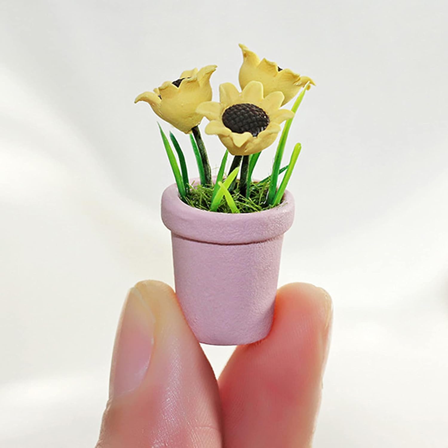 Miniatura Girasol Exquisita Imaginación Cultivo Resina Muñeca Casa Mini Girasol para Gris
