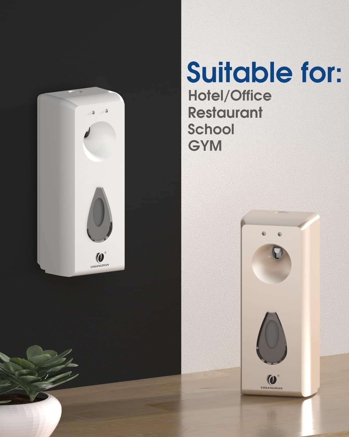 Dispensador automático de ambientador, dispensador de fragancia de aerosol LCD montado en la pared, compatible con latas de repuesto de aerosol de