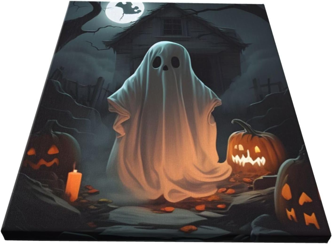 WEASYYDS Lienzo de Halloween para pared, imágenes de fantasmas de Halloween fuera de la cabaña, decoración de pared del hogar, para dormitorio, sala