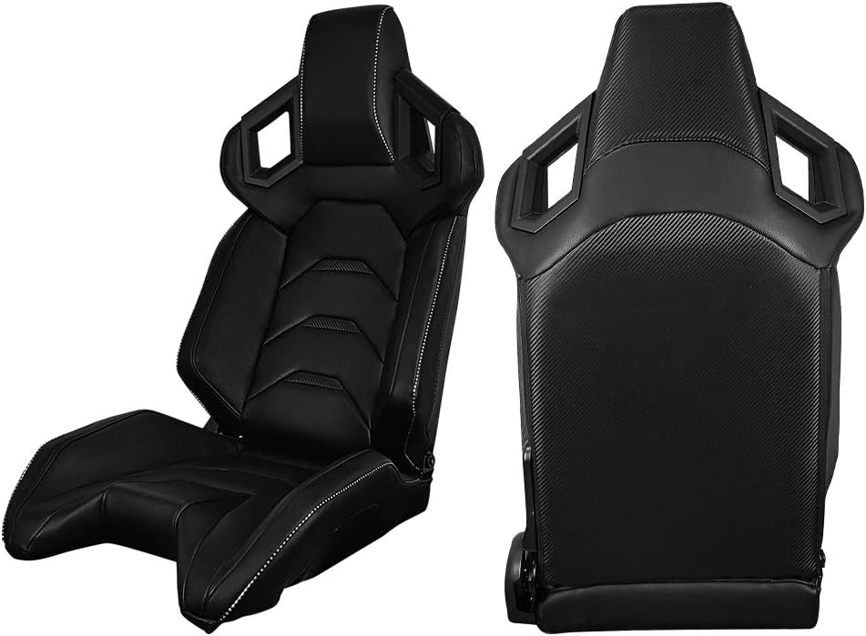 IKON MOTORSPORTS – Par de asientos para vehículos de carrera, universales, con deslizador de doble bloqueo, reclinables, asiento izquierdo y asiento