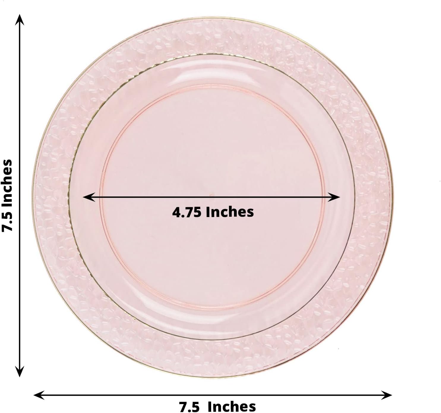 Efavormart – Platos de postre o aperitivo de plástico de 7.5 pulgadas con borde dorado y diseño martillado de 7.5 pulgadas