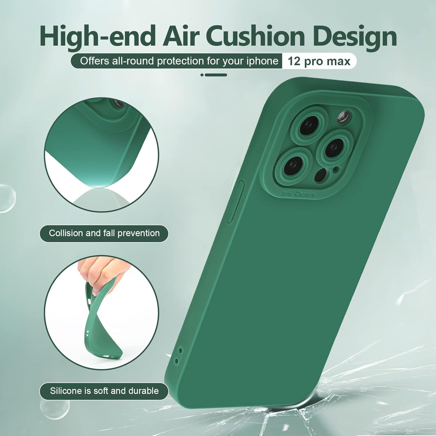 YZR Funda compatible con iPhone 12 Pro Max de 6.7 pulgadas (2020), serie sedosa y suave al tacto, funda protectora de goma de silicona líquida suave