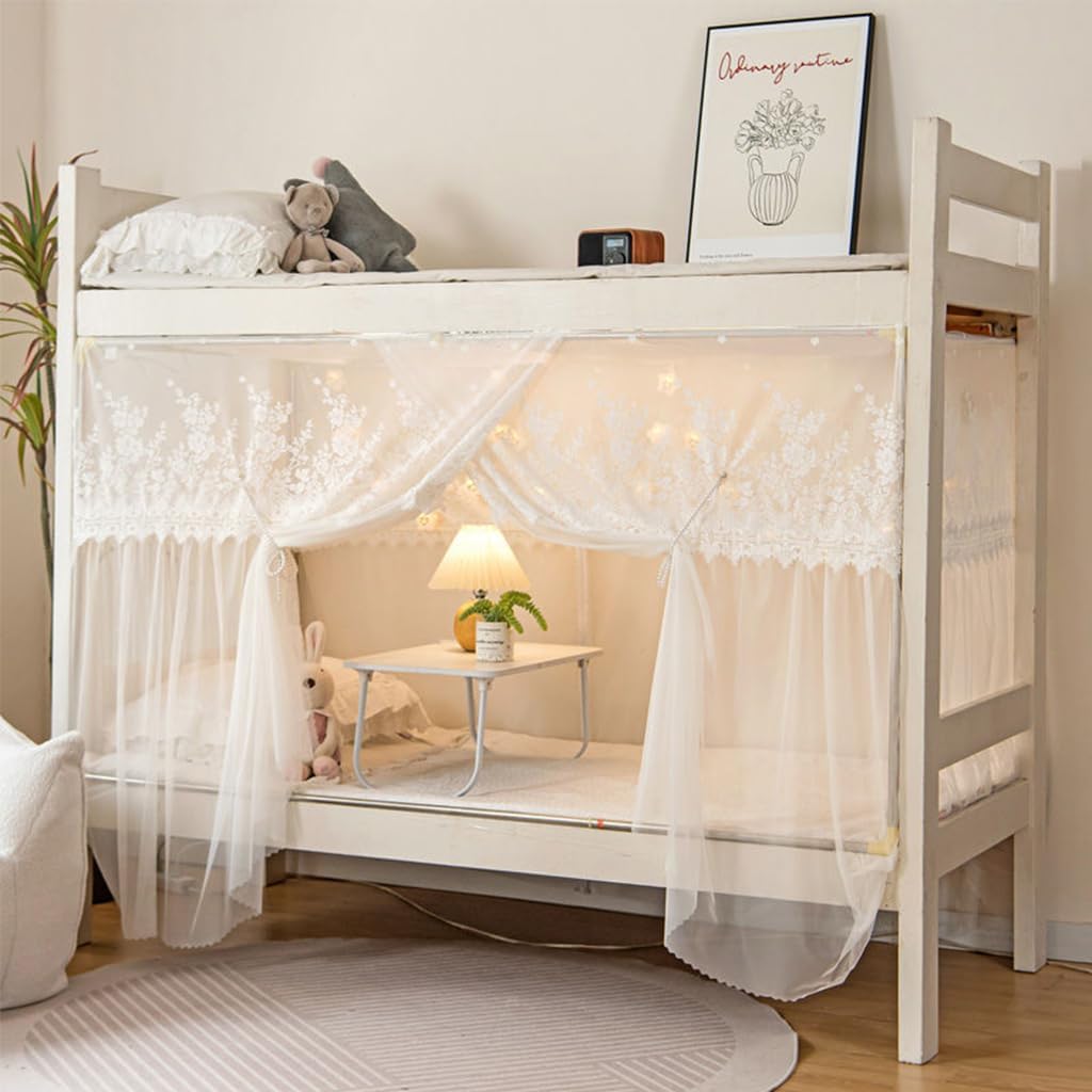 SCMTYWCQ 4 postes esquineros para dormitorio de estudiantes, litera, mosquitera, para cama de estudiantes, cortinas de cama para dormitorio de