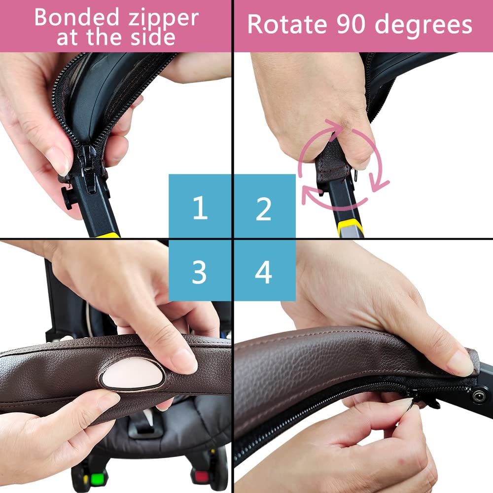 Funda para manija de cochecito de piel sintética para reposabrazos de cochecito DoonaFoofoo accesorios (Browm)