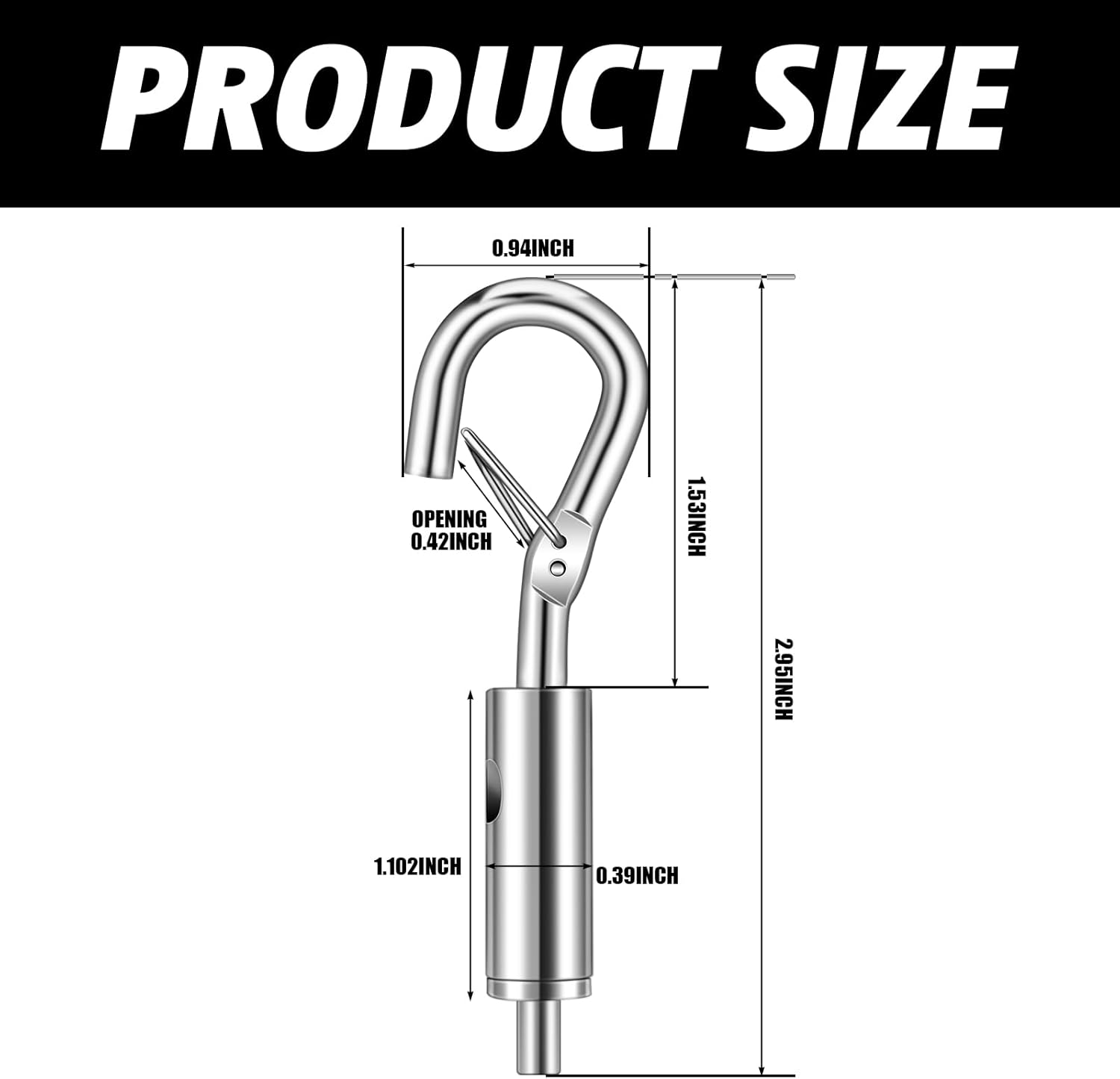 Zonon 20 piezas de tensión de gancho y ojo portátiles para 125-116 galvanizado304316 cuerda de cable de acero inoxidable colgante de luz accesorios