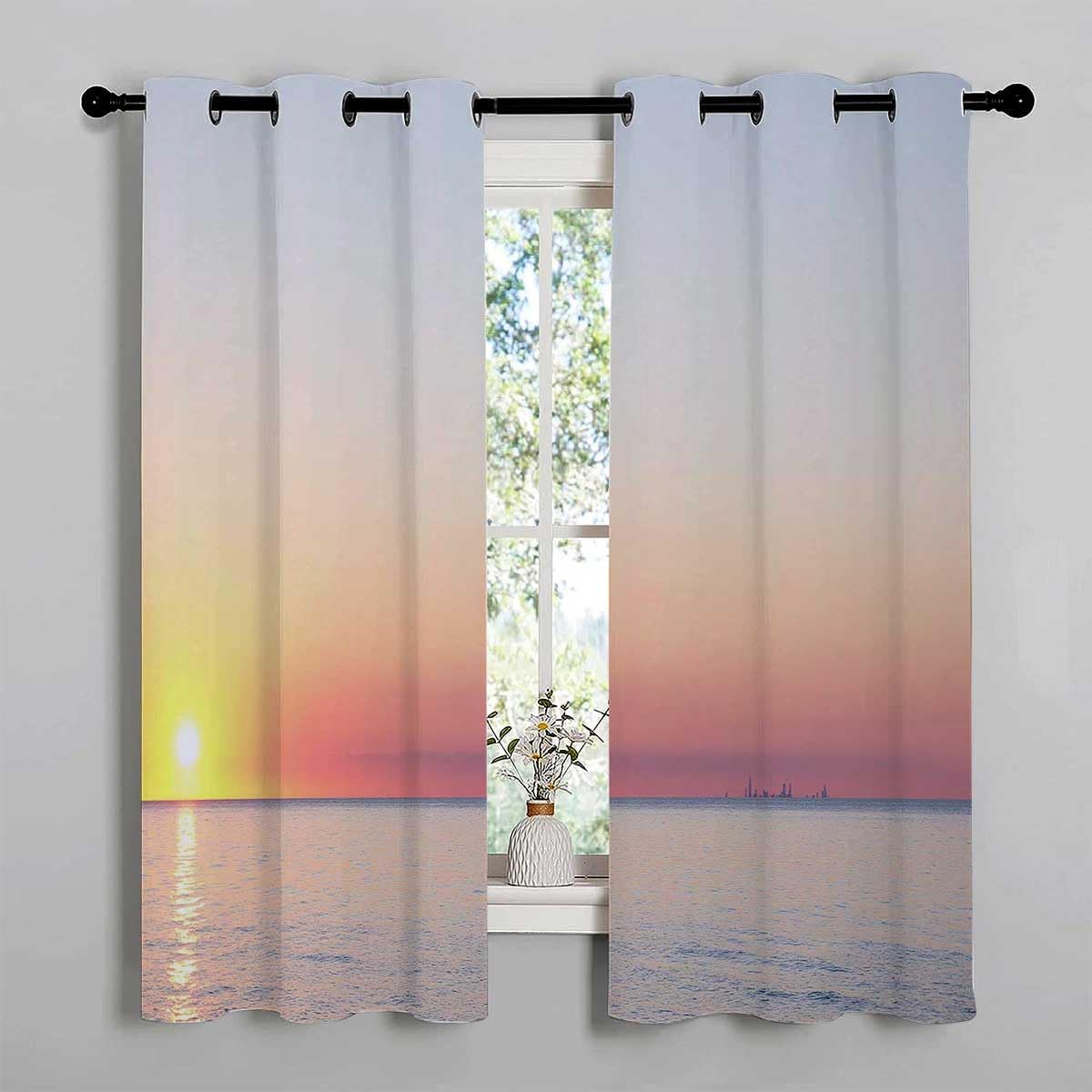 YANFENQI Cortina para Dividir Habitacion Scenery Ocean Seaside Cortina para puerta, cortinas de tapiz de 55 pulgadas de ancho por 45 pulgadas de