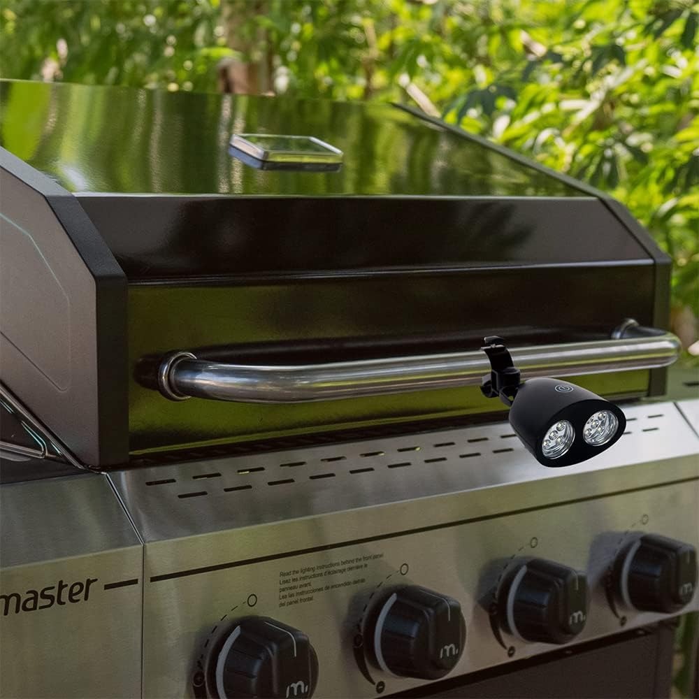 Megamaster Luz LED acoplable para parrilla, mango ajustable, gran accesorio para parrilla de campamento, accesorio de cocina al aire libre, negro,