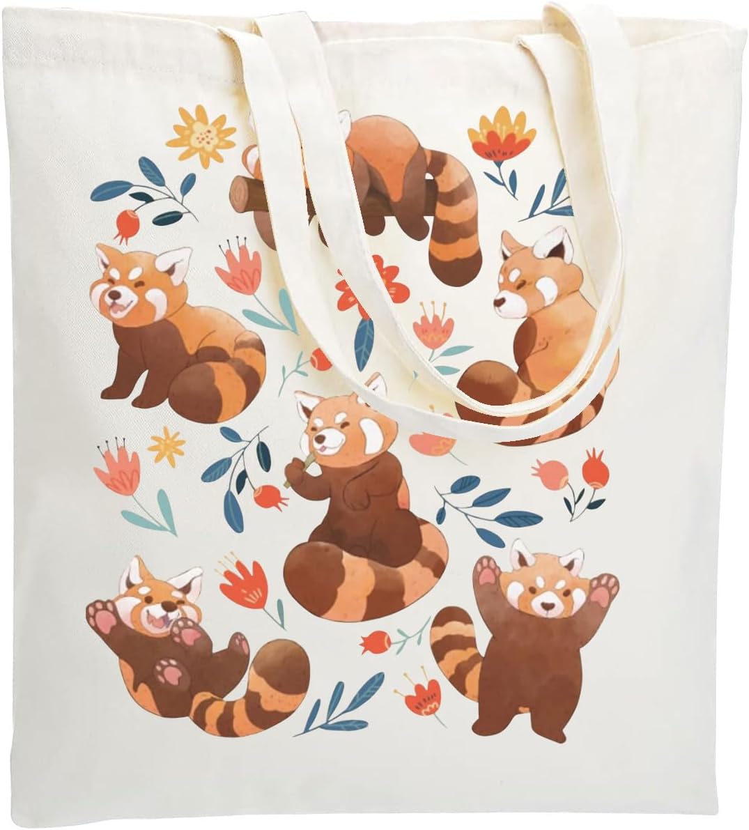 Red Panda Tote Bag Red Panda Lover Tote Bolso de compras con temática de panda rojo Bolsa de comestibles reutilizable para amantes de los animales