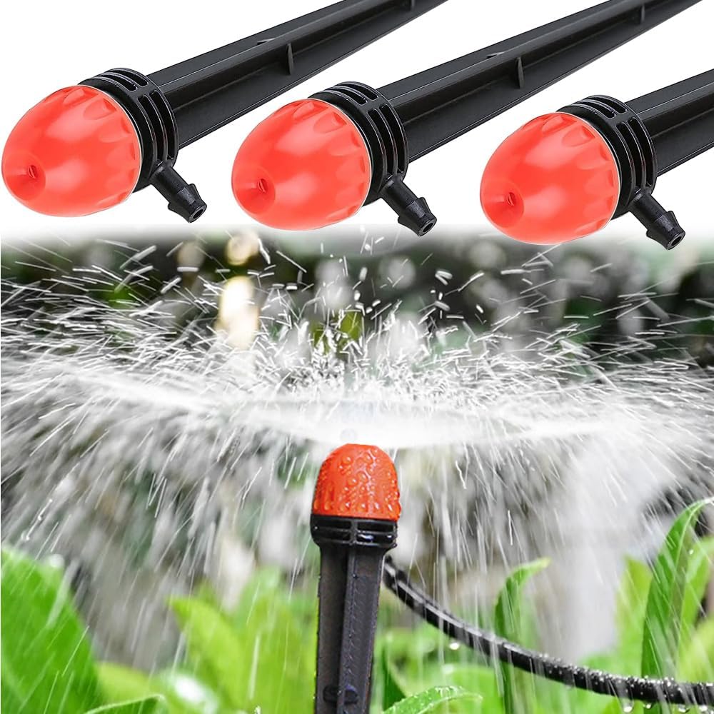 35 emisores de riego por goteo, rociadores de flujo de agua, rociadores de goteo de 6.3 pulgadas de altura de estaca para tubos de riego por goteo