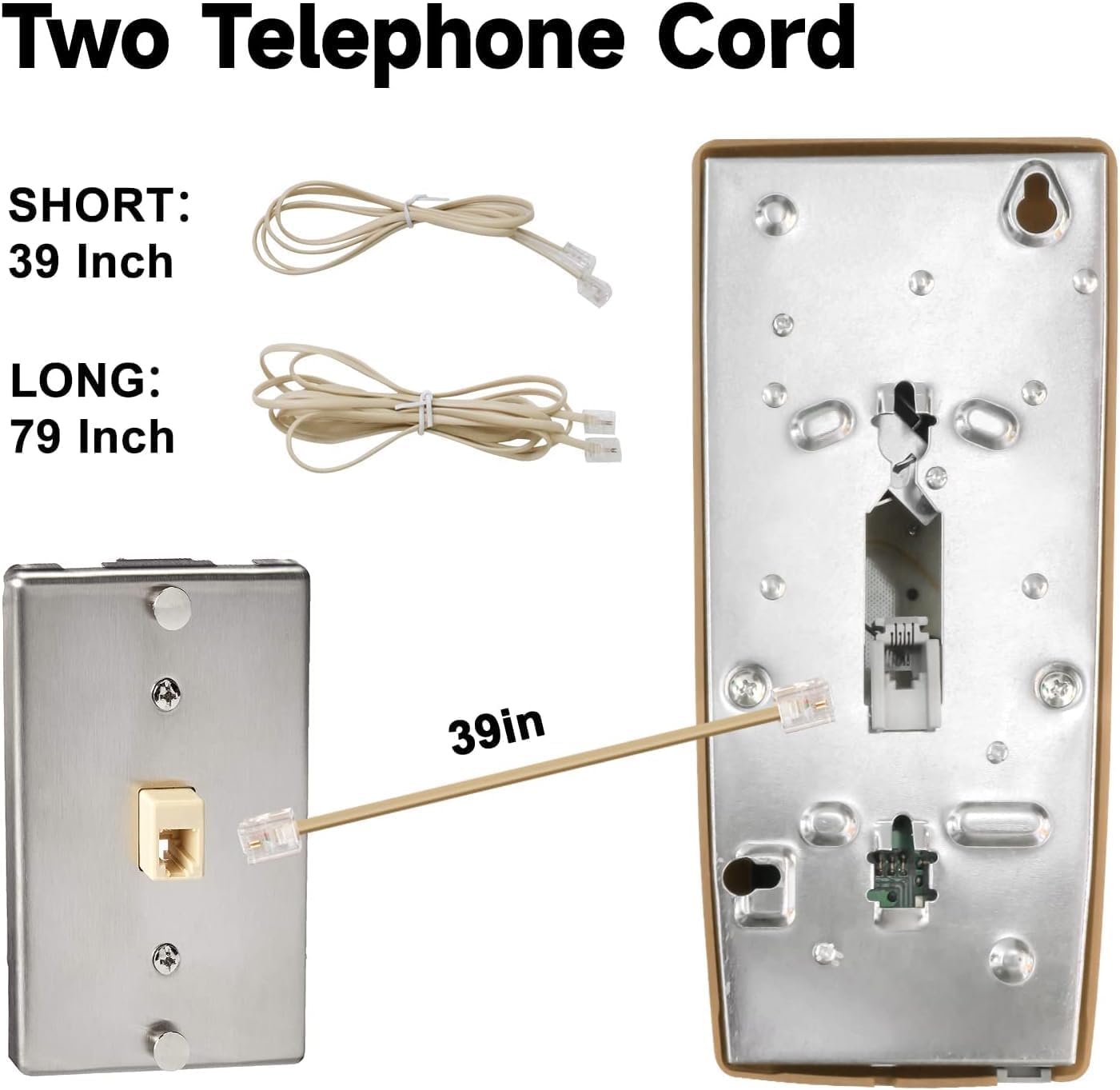 OGQ Teléfono de pared retro para teléfono fijo vintage de pared con timbre mecánico antiguo montado en la pared con cable con control de volumen