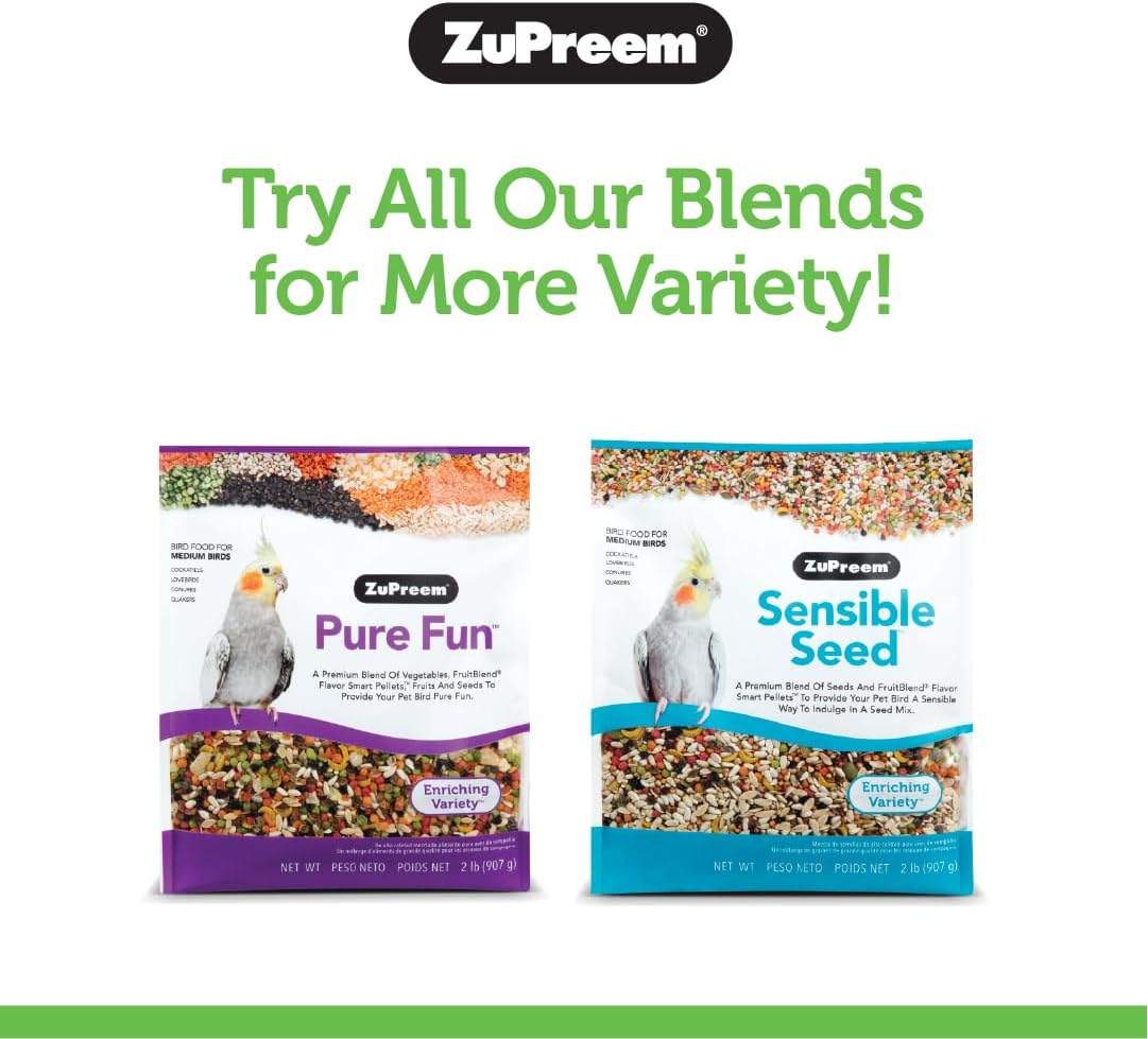 ZuPreem Natural Bird Food – Alimento para pájaros lleno de vitaminas, alimento diario para aves medianas – 2.5 libras