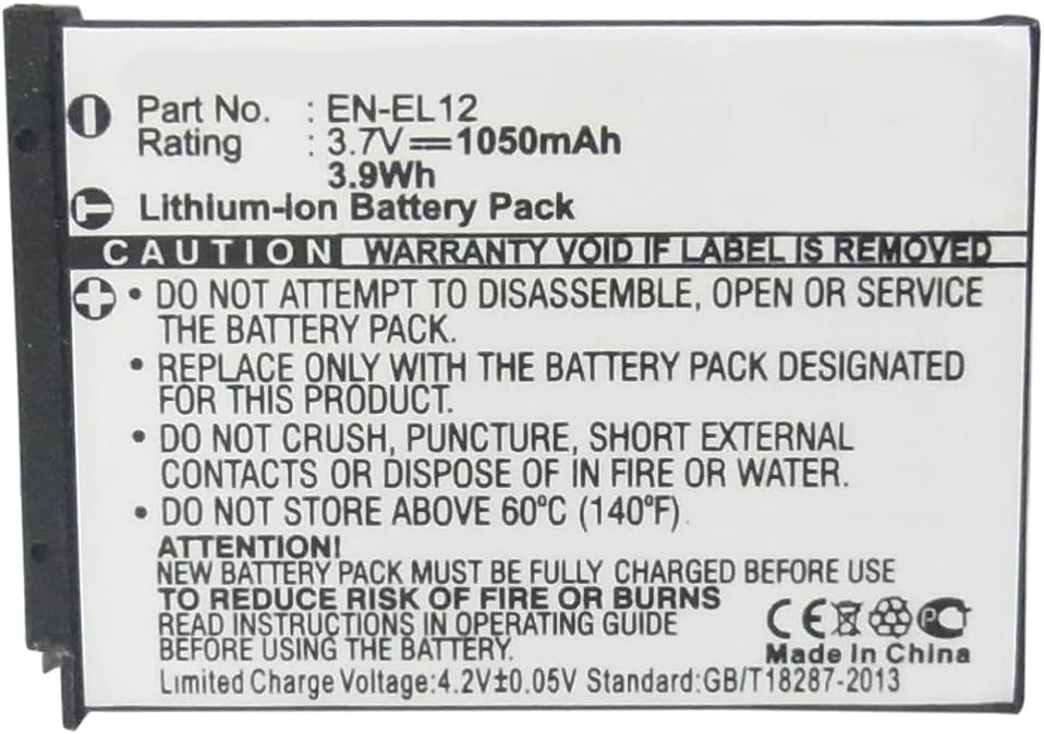 Synergy Digital Baterías de cámara, compatibles con cámara digital Nikon EN-EL12, (Li-ion, 3.7V, 1050mAh), repuesto para batería Nikon EN-EL12,