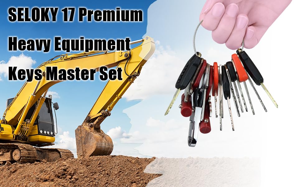 Juego de equipo pesado de 17 teclasjuego de construcción para JD John Deere Komatsu, Kubota, Yanmar, Daewoo, Hyster, Takeuchi y más.