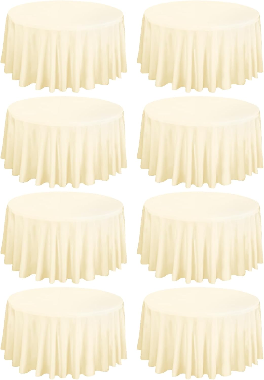 fani Paquete de 8 manteles redondos de 120 pulgadas, mantel de tela de poliéster beige para mesa redonda, resistente a las manchas y a las arrugas,
